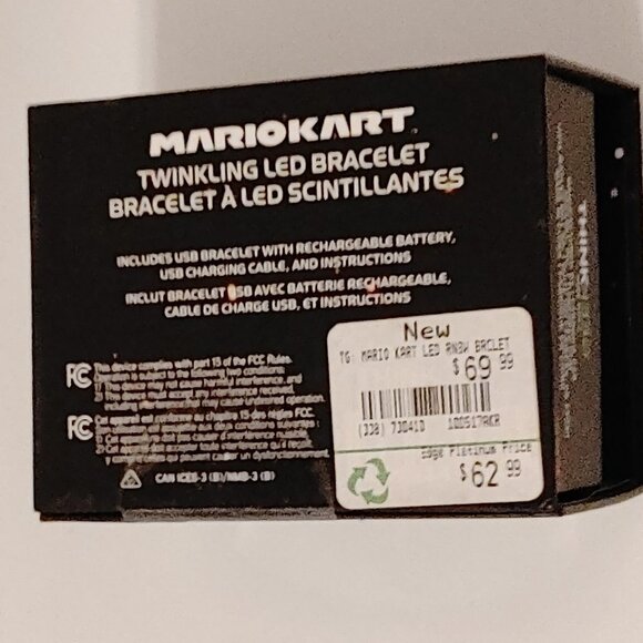 Nintendo Mario Kart Twinkling LED Bracelet includes USB charging cable BNIP - Picture 2 of 5